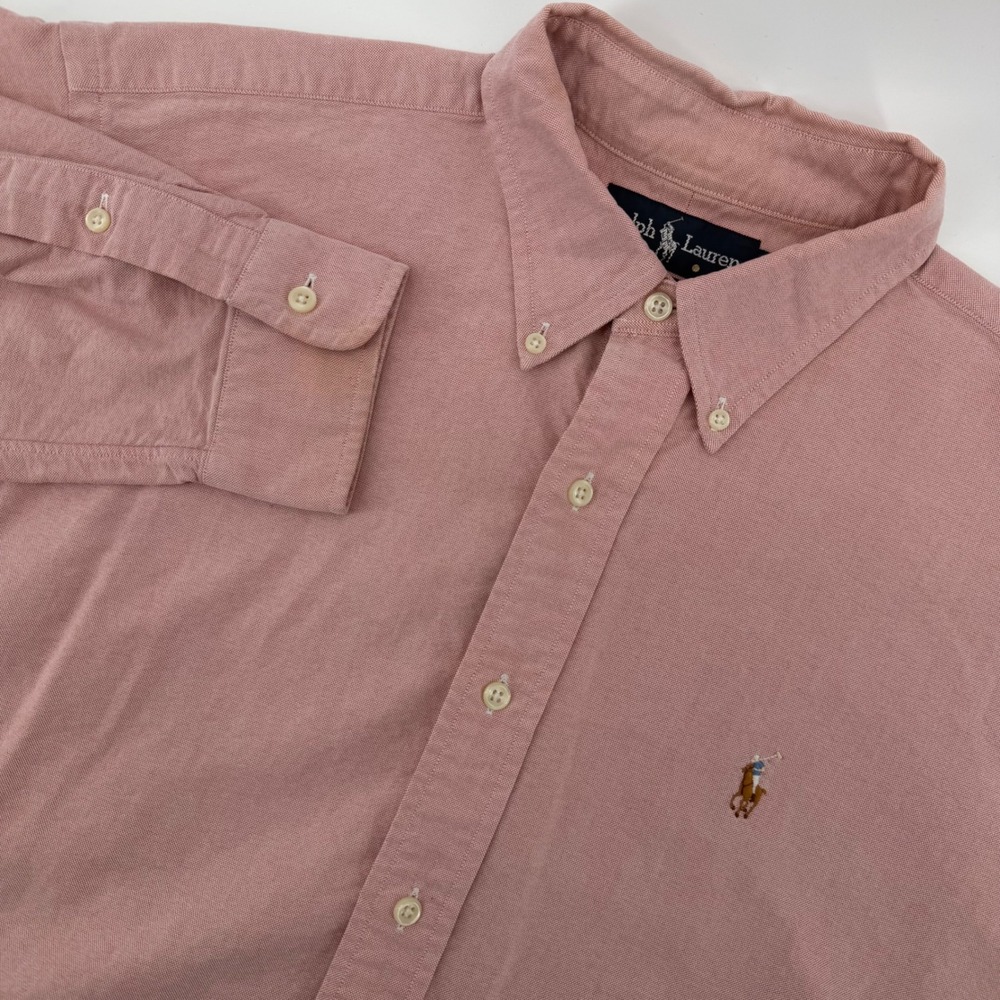 Ralph‎ Lauren Button Down Shirt Mens XL 16 34/35 Pink Yarmouth Oxford Flesh Pony